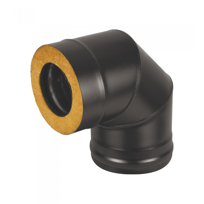 Сэндвич-колено BLACK (AISI 430/0,8мм) 90* 3 секции диаметр дымохода: 115х200 мм