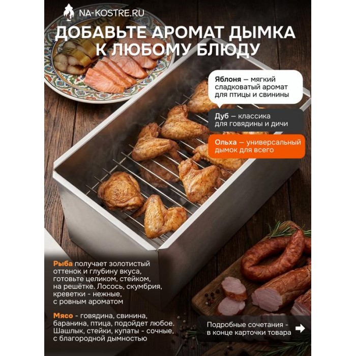Коптильня двухъярусная 480х280х270 мм, сталь 0,8 мм
