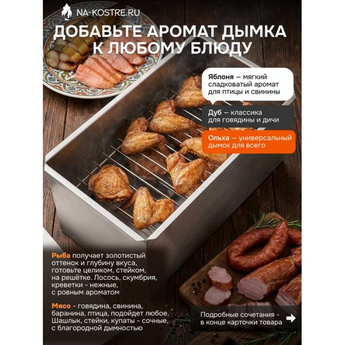 Коптильня двухъярусная 480х280х270 мм, сталь 1 мм