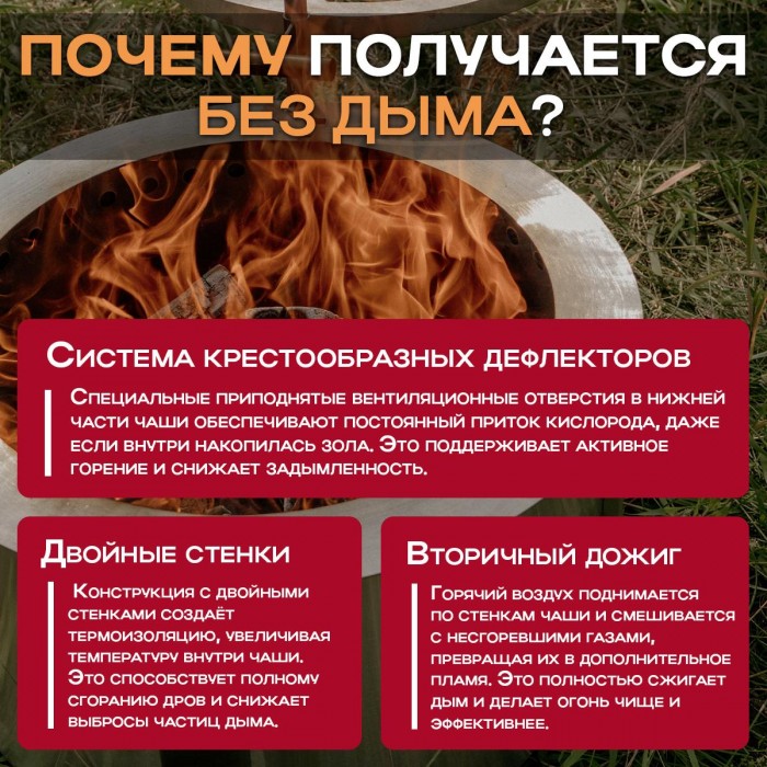 Бездымная костровая чаша Monarx S47