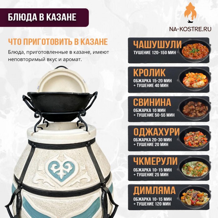 Тандыр Дастархан (с откидной крышкой) с казаном 12л и подставкой