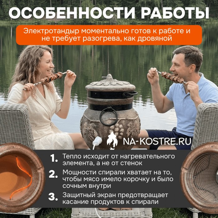 Тандыр Барельеф Виноград электрический
