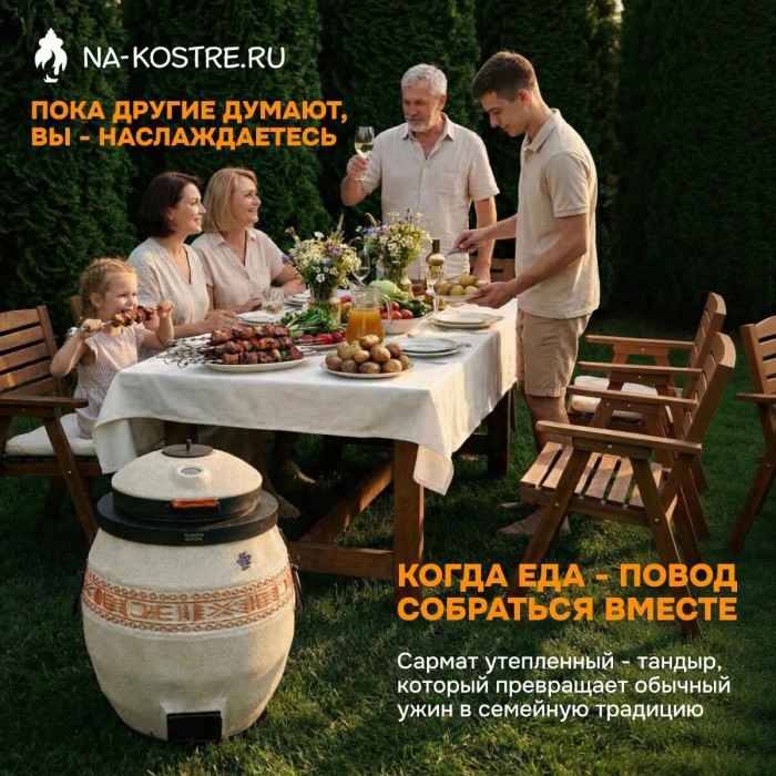 Тандыр Сармат утепленный с откидной крышкой и термометром